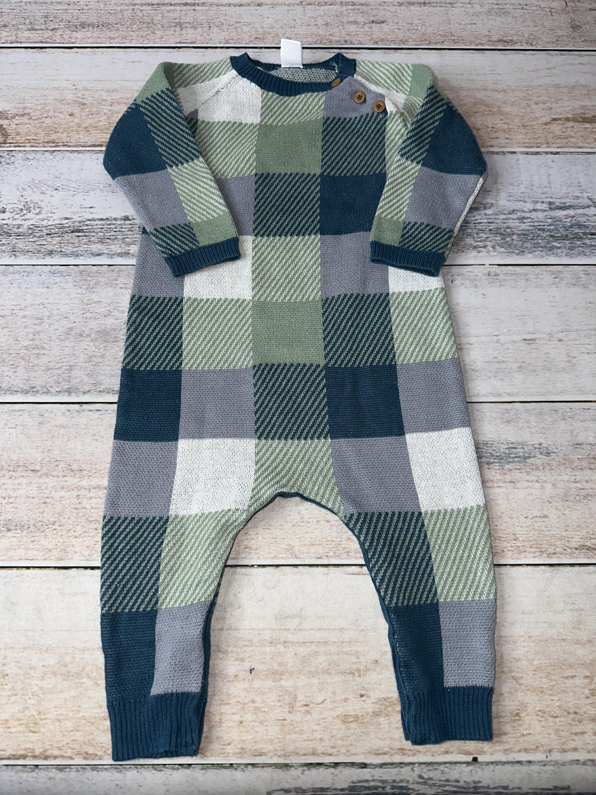 Nordstrom Boys plaid | light green | Light Blue Long Sleeve Outfit Size: 12 months plaid | light green | Light Blue