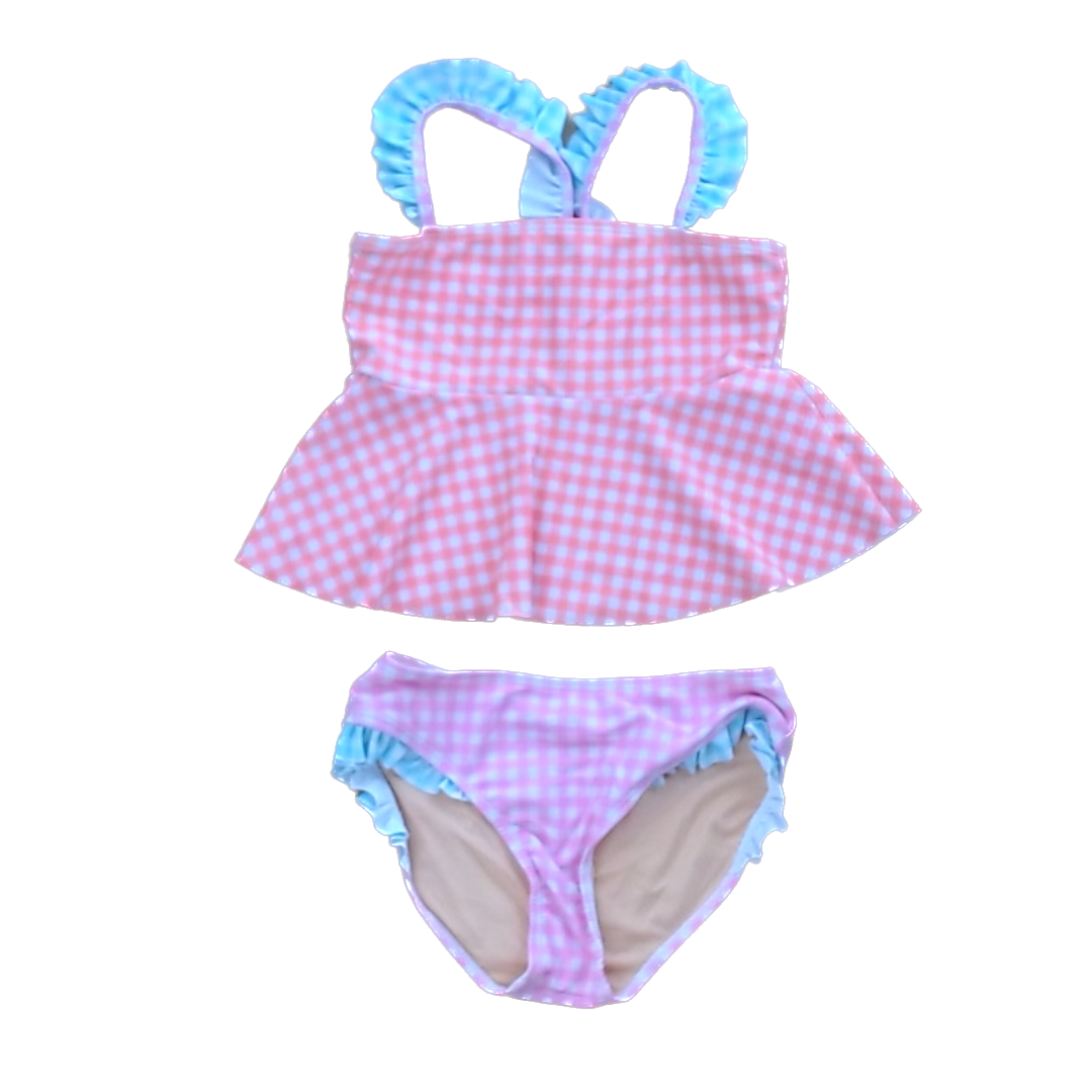 Rockets Of Awesome Girls Plaid Orange and Pink Swimwear Size: 6 Years Plaid Orange and Pink