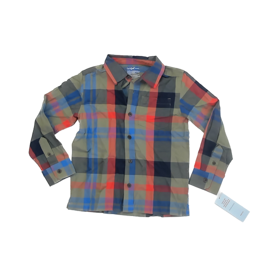 Cat & Jack Boys Plaid Button Down Long Sleeve Size: 4-5T Plaid