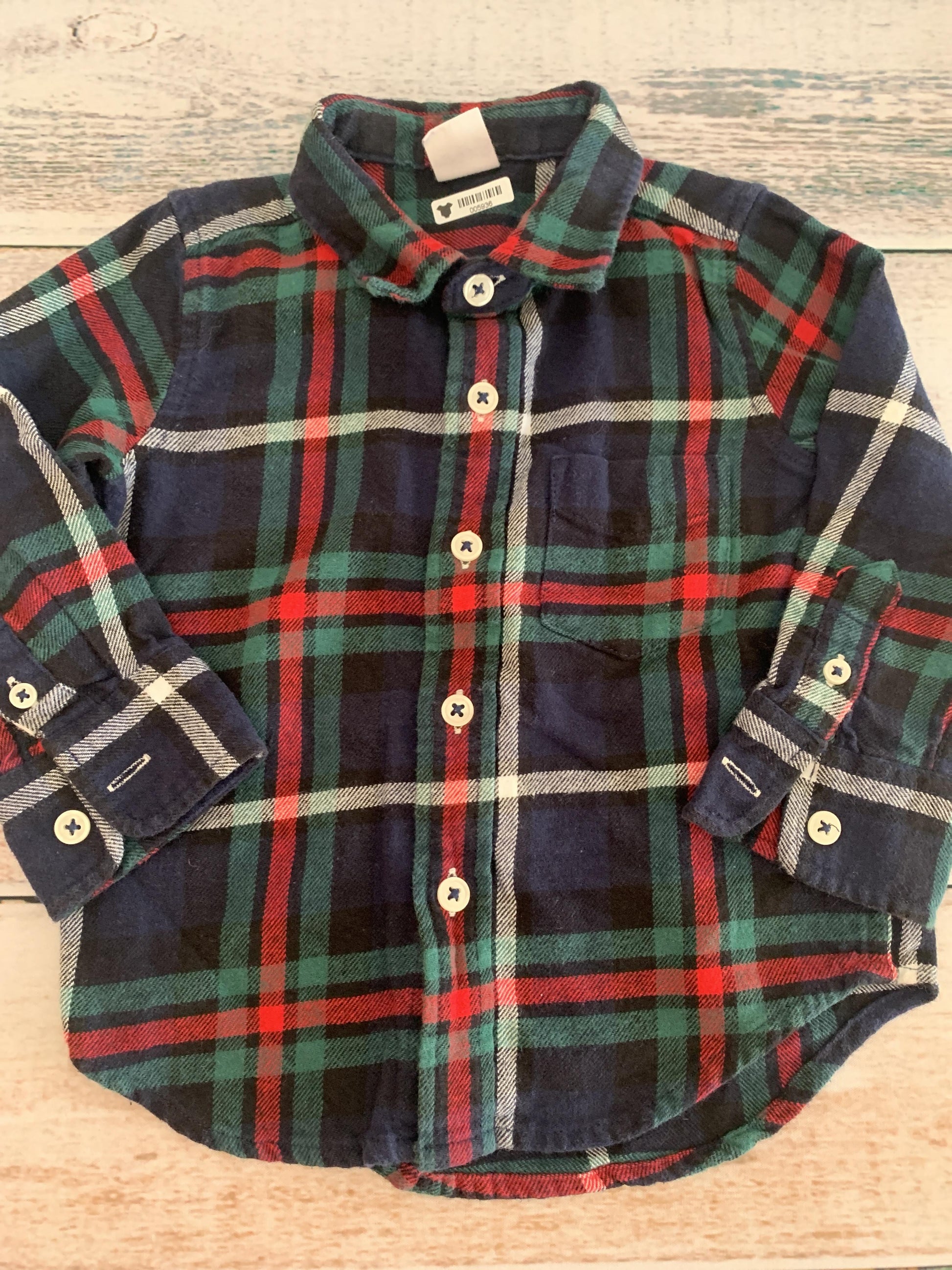 Gap Boys plaid Button Down Short Sleeve Size: 12-18 months plaid