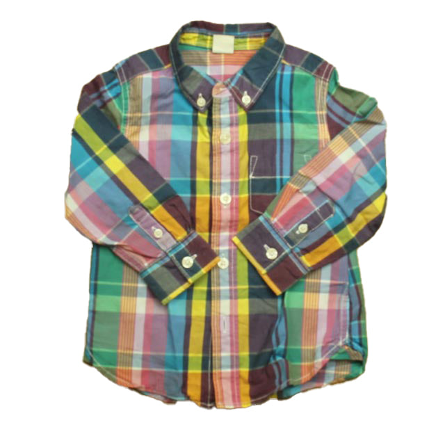 Gap Boys Plaid Button Down Long Sleeve Size: 18-24 Months Plaid
