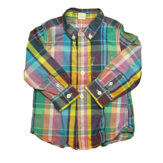 Gap Boys Plaid Button Down Long Sleeve Size: 18-24 Months Plaid