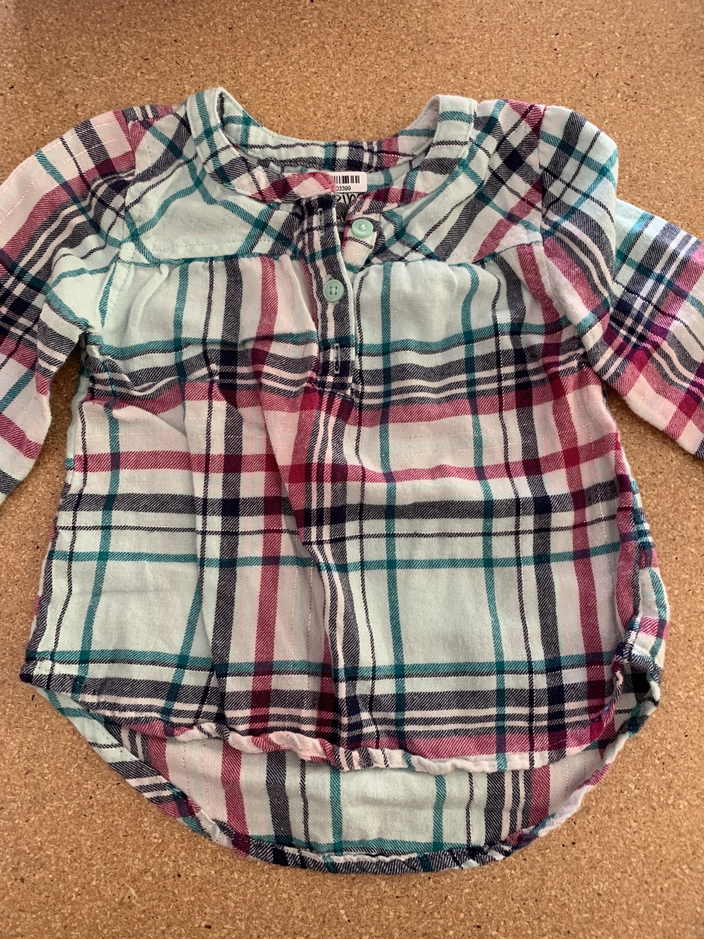 Jumping Beans Girls plaid Button Down Short Sleeve Size: 12M plaid