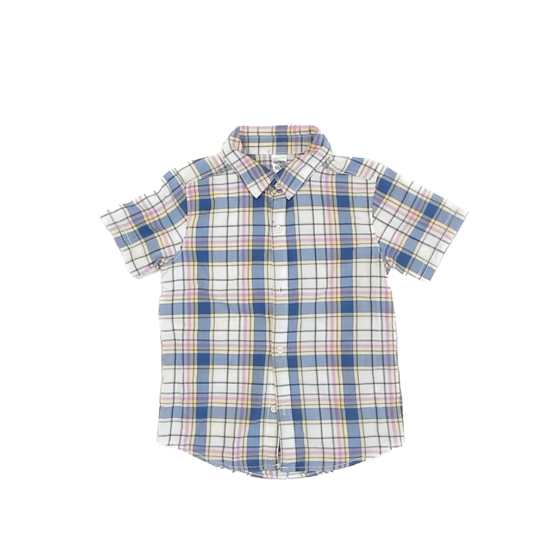 Carter's Boys Plaid Button Down Short Sleeve Size: 5T Plaid