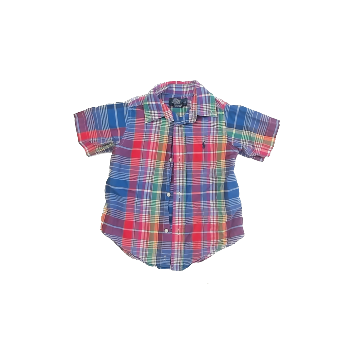 Ralph Lauren Boys Plaid Button Down Short Sleeve Size: 3T Plaid