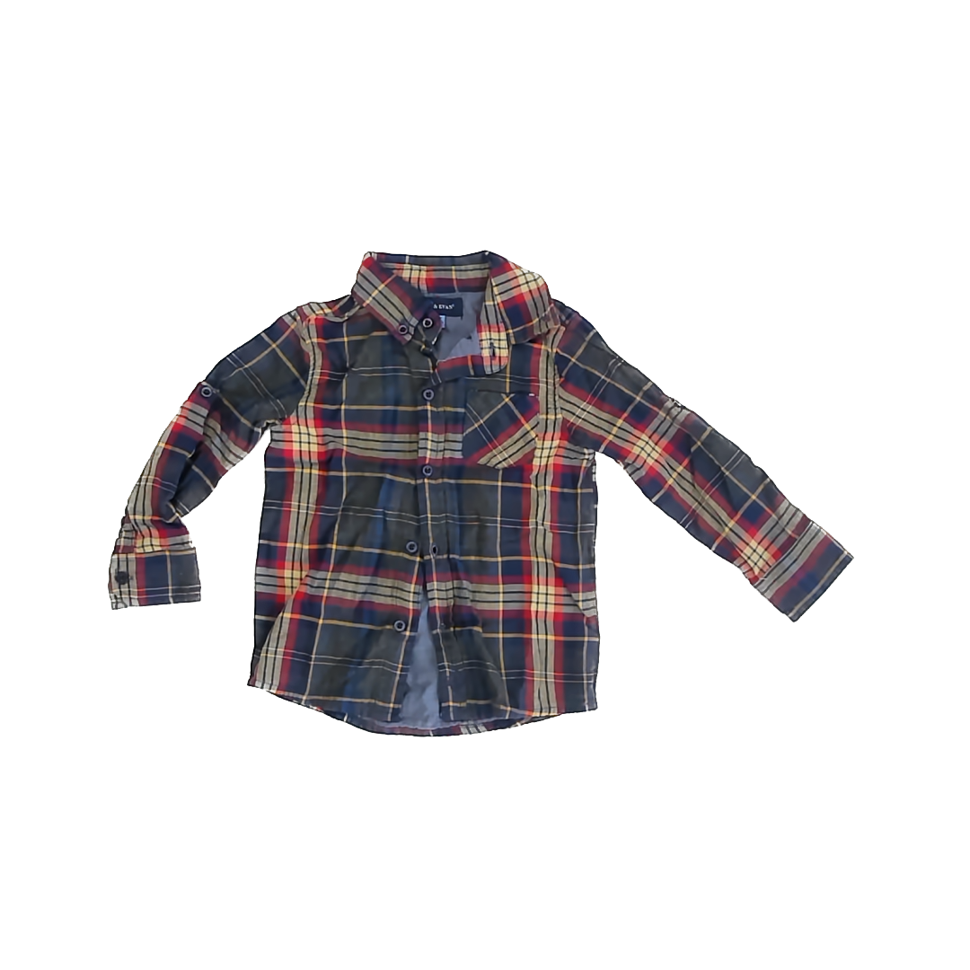 Andy & Evan Boys Plaid Button Down Long Sleeve Size: 3T Plaid