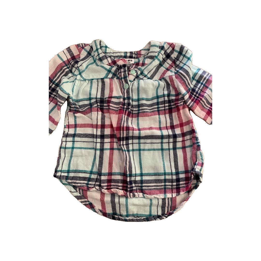 Jumping Beans Girls plaid Button Down Short Sleeve Size: 12M plaid