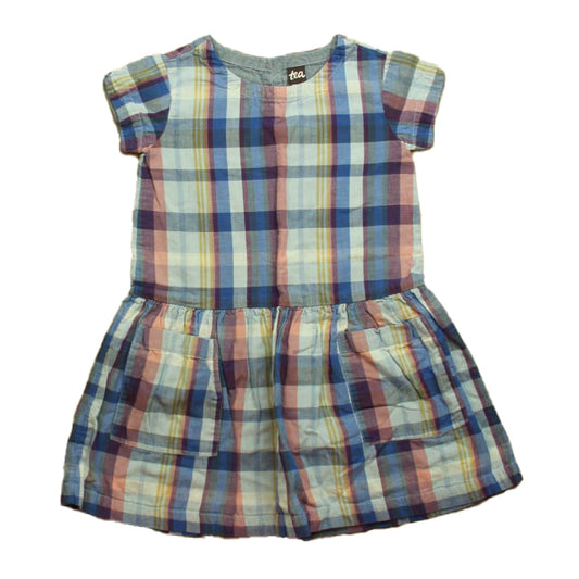 Tea Girls Plaid Dress Size: 7 Years