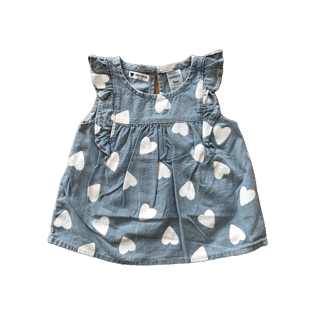Carters Girls polka dot | Denim Shirt Size: 9 months polka dot | Denim