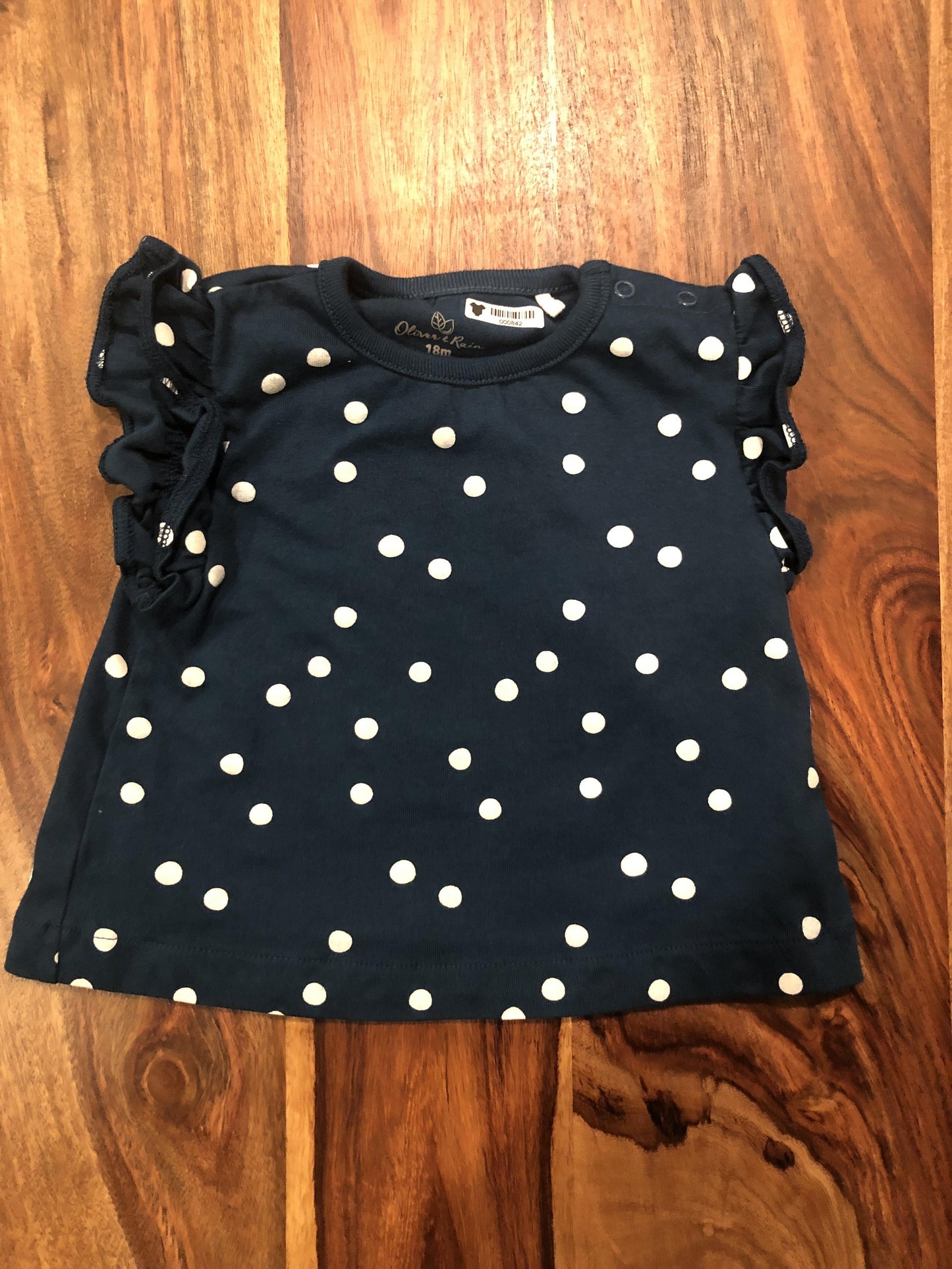 Oliver & Rain Girls polka dot | Navy Blue Shirt Size: 18 months polka dot | Navy Blue