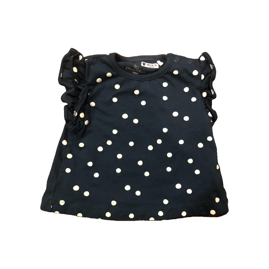 Oliver & Rain Girls polka dot | Navy Blue Shirt Size: 18 months polka dot | Navy Blue