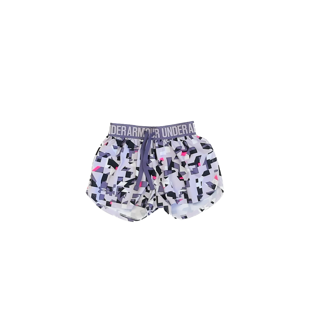 Under Armour Girls Purple Abstract Athletic Shorts Size: YXS (6 Years) Purple Abstract