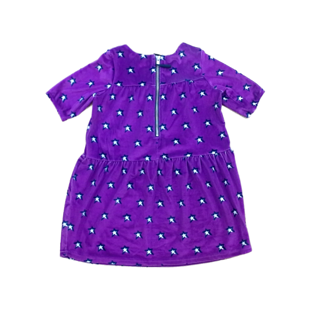 Rockets Of Awesome Girls Purple | Black and White Stars Velvet Dress Size: 5T Purple | Black and White Stars Velvet