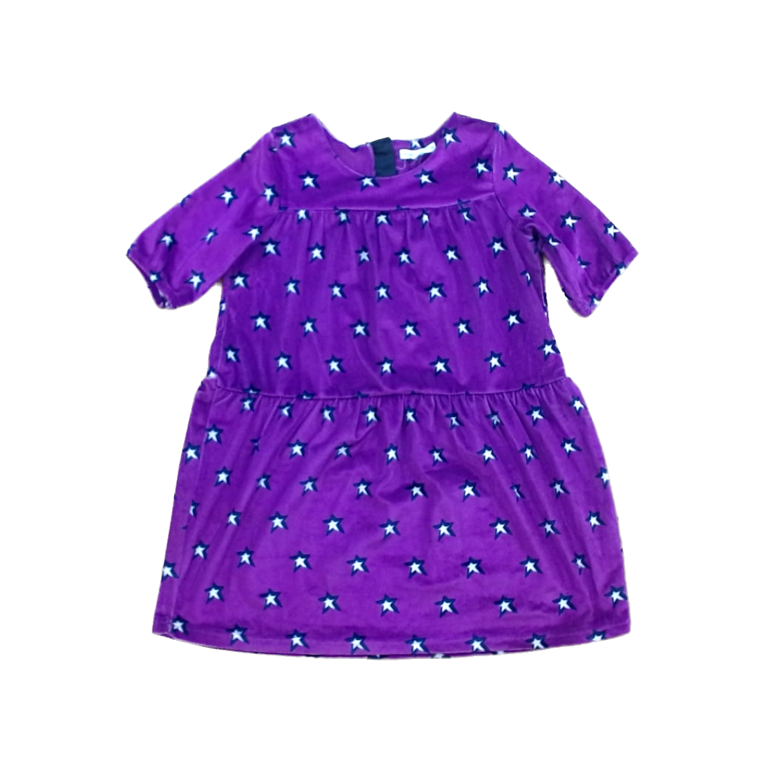 Rockets Of Awesome Girls Purple | Black and White Stars Velvet Dress Size: 5T Purple | Black and White Stars Velvet