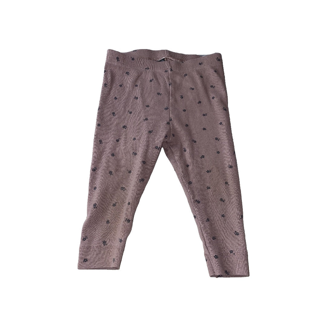 H&M Girls purple | Black | Flowers Pants Size: 9 months purple | Black | Flowers