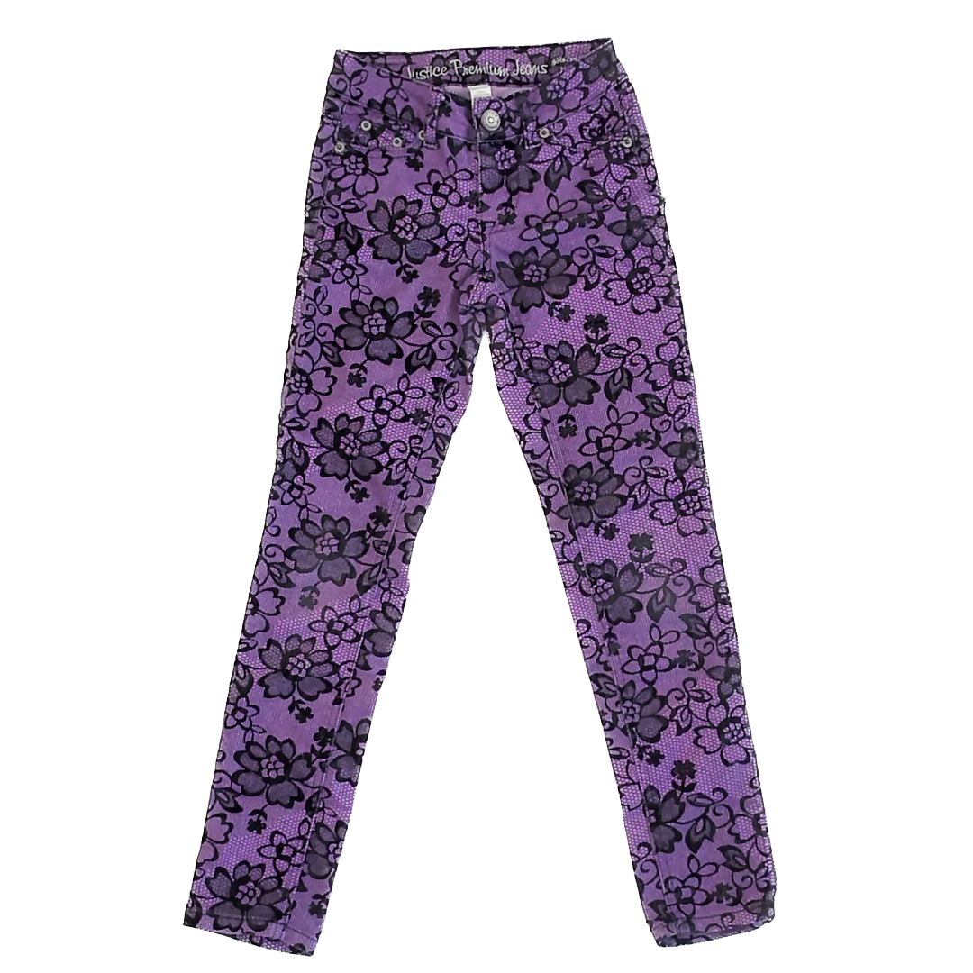 Justice Girls Purple | Black Lace Jeans Size: 8S Purple | Black Lace