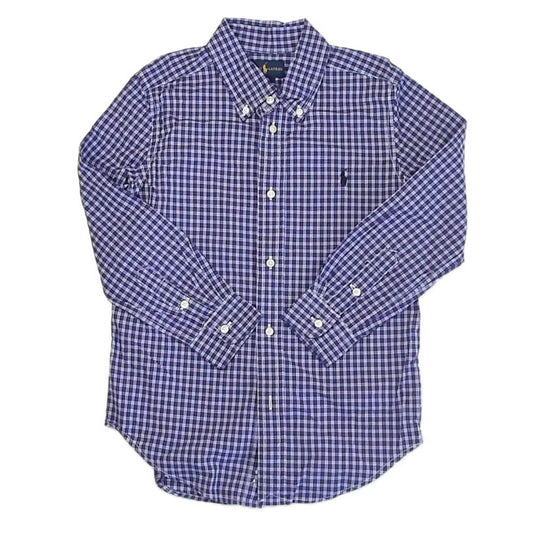 Ralph Lauren Boys Purple | Blue Plaid Button Down Long Sleeve Size: 6 Years Purple | Blue Plaid