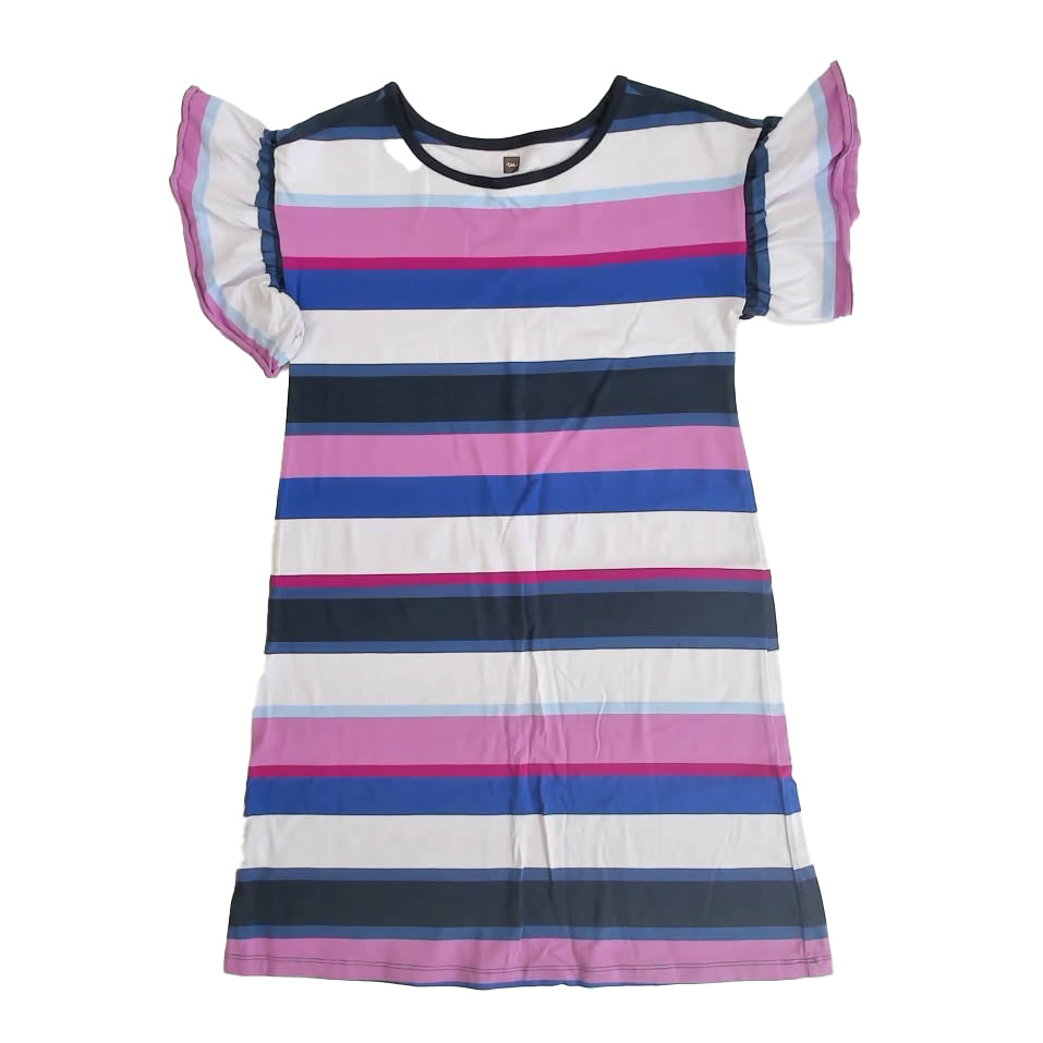 Tea Collection Girls Purple | Blue Stripe Dress Size: 10 Years Purple | Blue Stripe