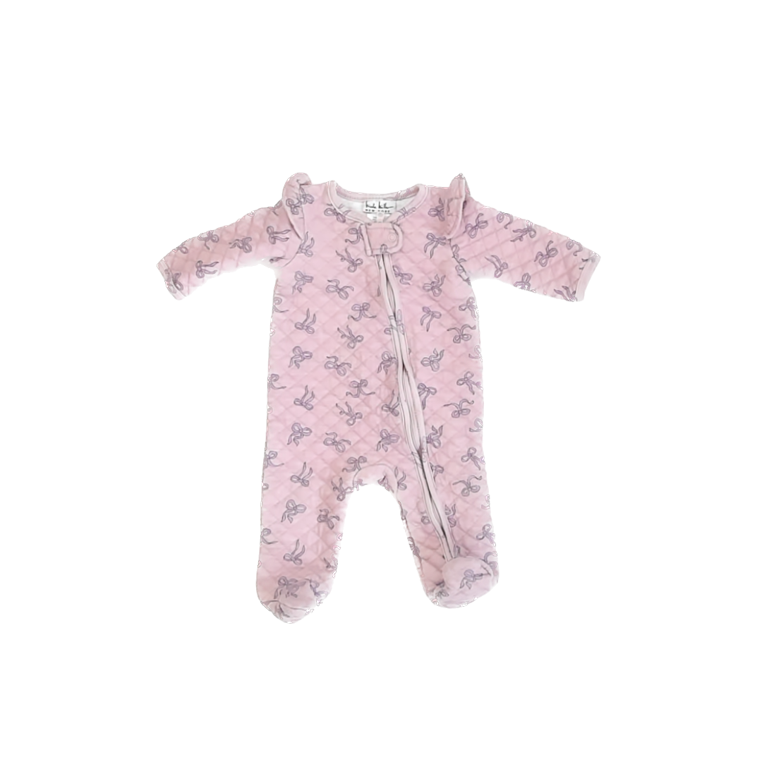 Nicole Miller Girls Purple Bows 1-piece footed Pajamas Size: 3-6 Months Purple Bows