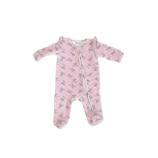 Nicole Miller Girls Purple Bows 1-piece footed Pajamas Size: 3-6 Months Purple Bows