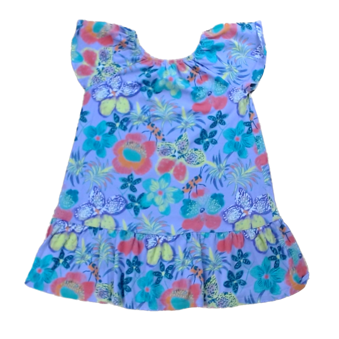 Tea Collection Girls Purple Bright Flowers Dress Size: 8T Purple Bright Flowers