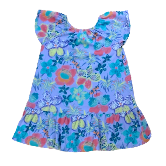 Tea Collection Girls Purple Bright Flowers Dress Size: 8T Purple Bright Flowers