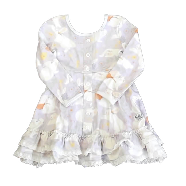 Bella & Omi Girls Purple Bunnies Dress Size: 2T Purple Bunnies