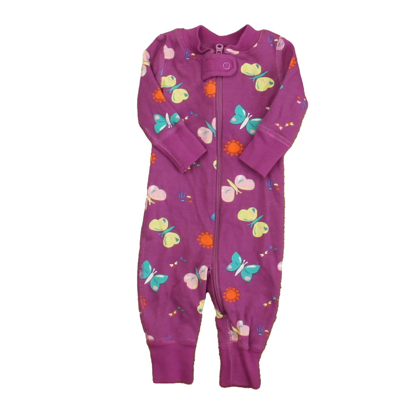 Hanna Andersson Girls Purple Butterflies 1-piece Non-footed Pajamas Size: Newborn