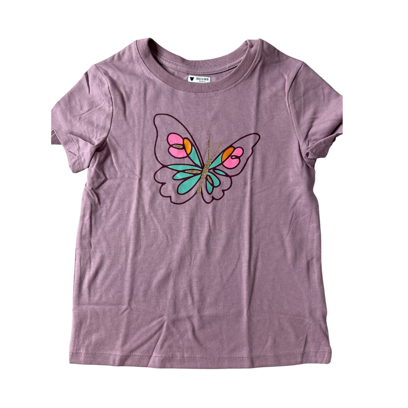 Cat & Jack Girls Purple | butterfly Short Sleeve Shirt Size: 5T Purple | butterfly
