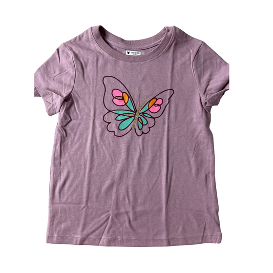 Cat & Jack Girls Purple | butterfly Short Sleeve Shirt Size: 5T Purple | butterfly