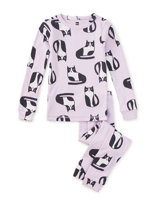 Tea Collection Girls Purple Cat 2-piece Pajamas Size: 5T Purple Cat