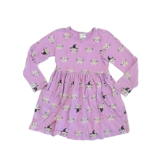 Hanna Andersson Girls Purple Cats Dress Size: 5T Purple Cats