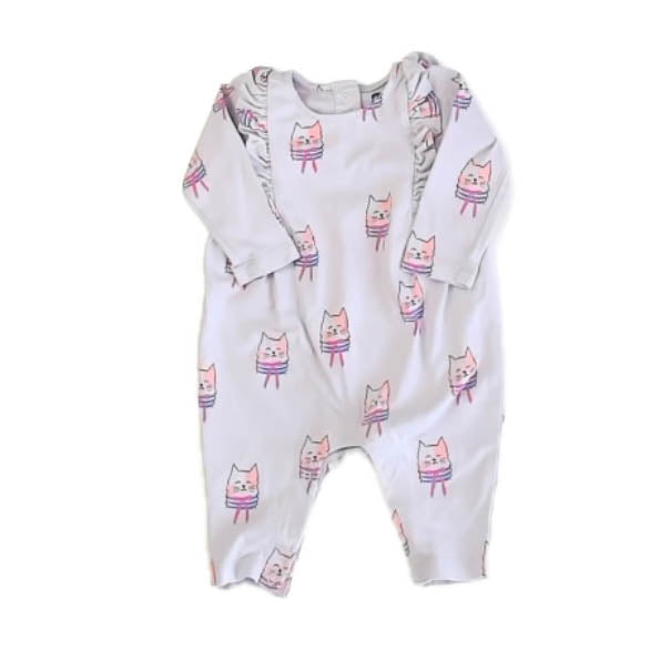 Tea Collection Girls Purple Cats Long Sleeve Outfit Size: 0-3 Months Purple Cats