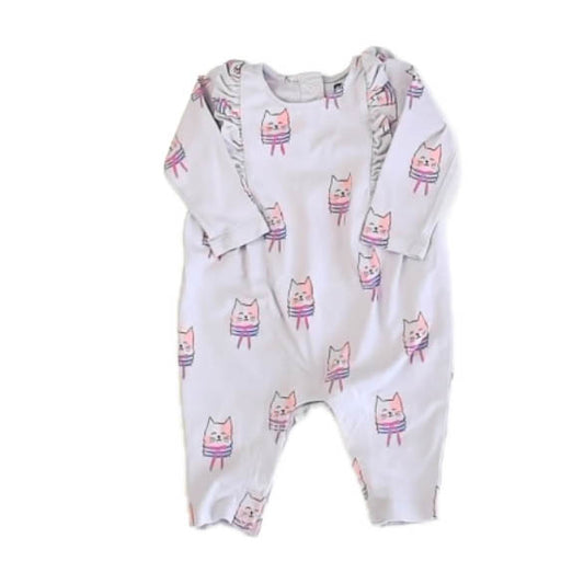 Tea Collection Girls Purple Cats Long Sleeve Outfit Size: 0-3 Months Purple Cats