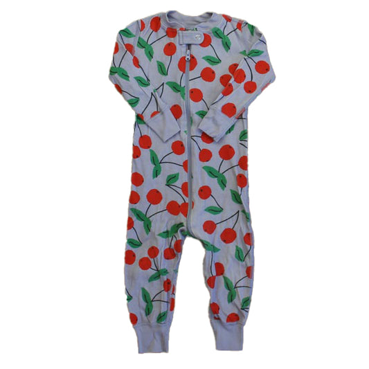 Hanna Andersson Girls Purple Cherries 1-piece Non-footed Pajamas Size: 18-24 Months