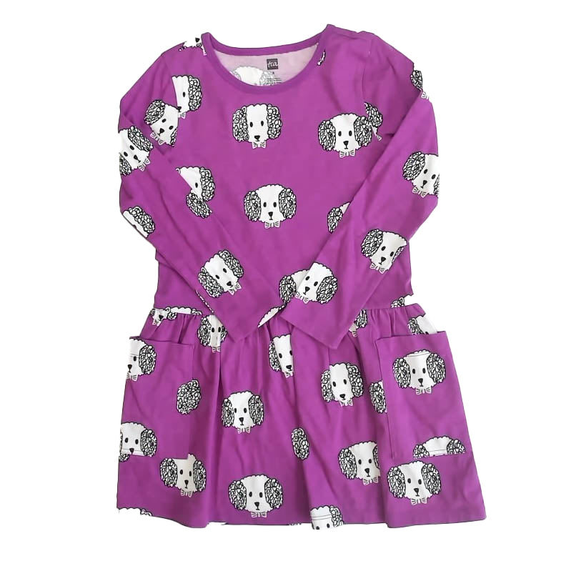 Tea Collection Girls Purple Dogs Dress Size: 5T Purple Dogs
