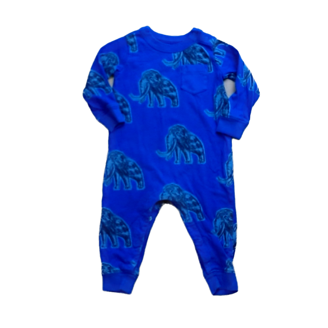 Tea Collection Boys Purple | Elephants Romper Size: 9-12 Months Purple | Elephants