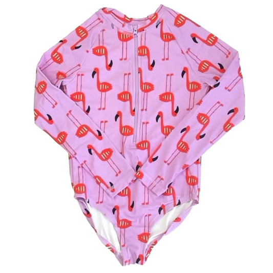Hanna Andersson Girls Purple Flamingo 1-piece Swimsuit Size: 8 Years Purple Flamingo