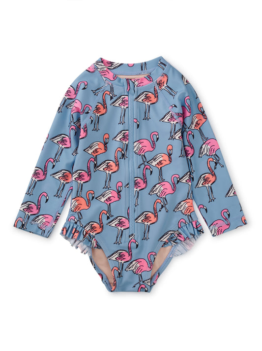Tea Collection Girls Purple Flamingo Rashguard Size: 3-6 Months Purple Flamingo