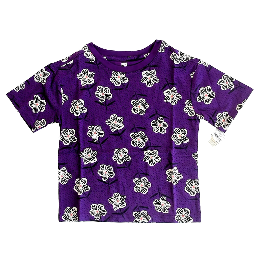 Tea Collection Girls Purple Floral T-Shirt Size: 4T Purple Floral