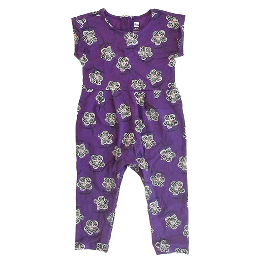 Tea Collection Girls Purple Floral Romper Size: 18-24 Months Purple Floral