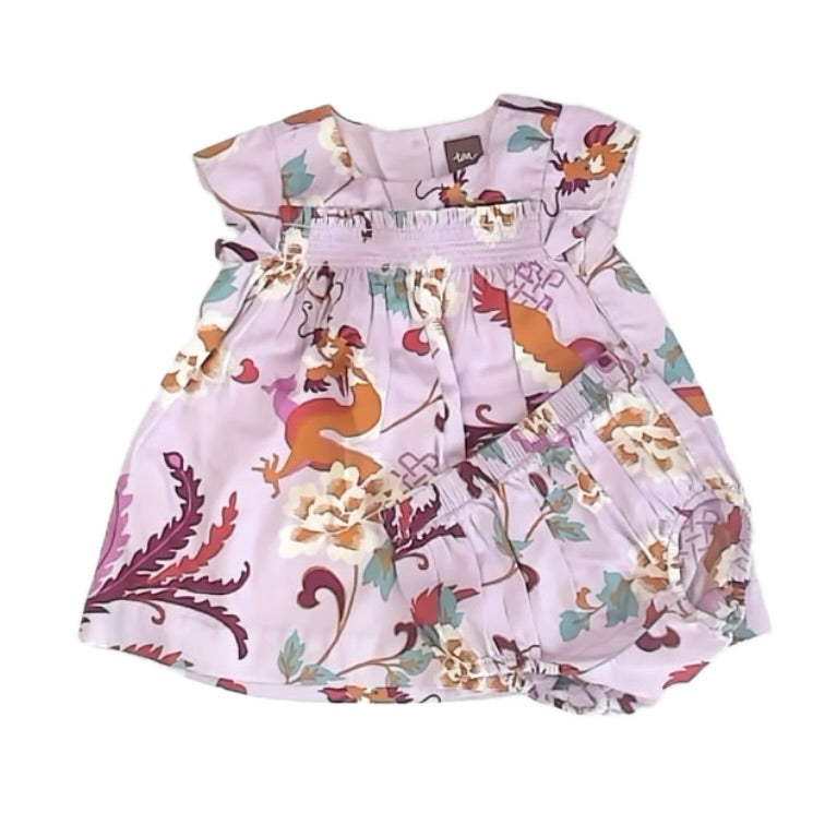 Tea Collection Girls Purple Floral Dress Size: 6-9 Months Purple Floral