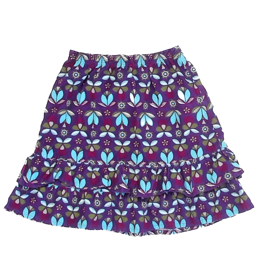 Hanna Andersson Girls Purple Floral Skirt Size: 140 (10 years) Purple Floral