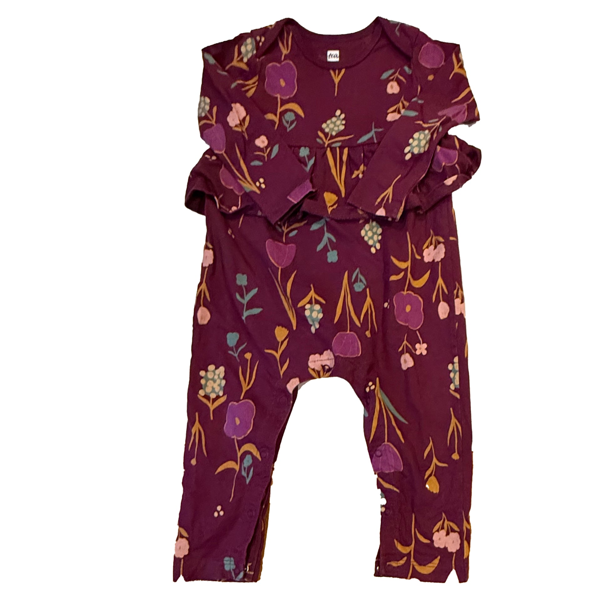 Tea Collection Girls Purple Floral Long Sleeve Outfit Size: 12-18 Months Purple Floral