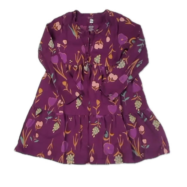Tea Collection Girls Purple Floral Dress Size: 4T Purple Floral
