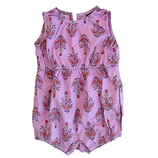 Tea Collection Girls Purple Floral Romper Size: 18-24 Months Purple Floral