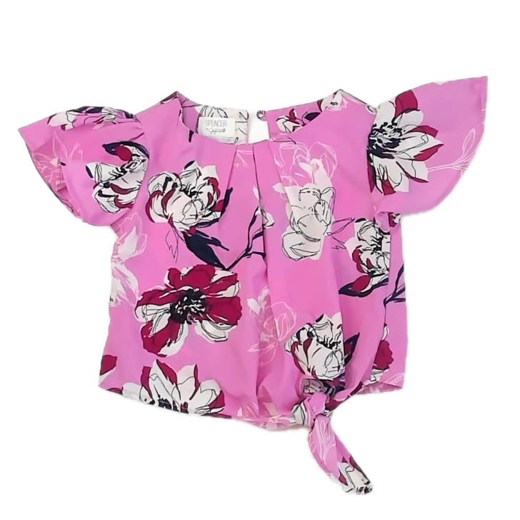 Spencer Girls Purple Floral Blouse Size: 6 Years Purple Floral