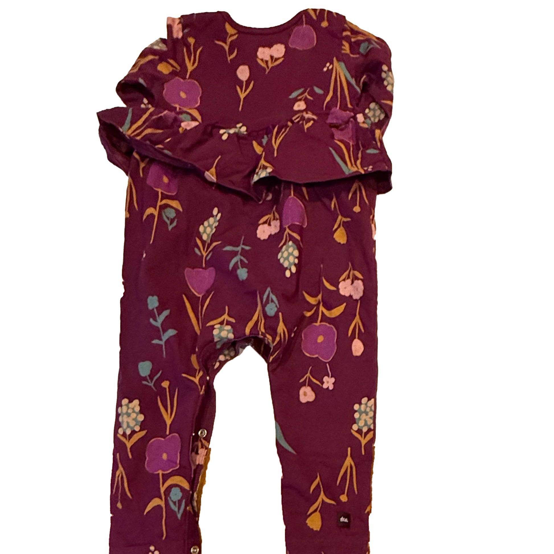 Tea Collection Girls Purple Floral Long Sleeve Outfit Size: 12-18 Months Purple Floral