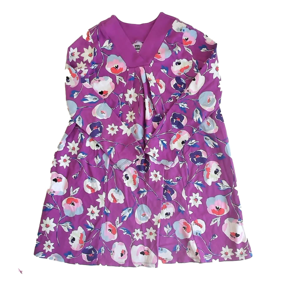 Tea Collection Girls Purple Floral Dress Size: 10 Years Purple Floral