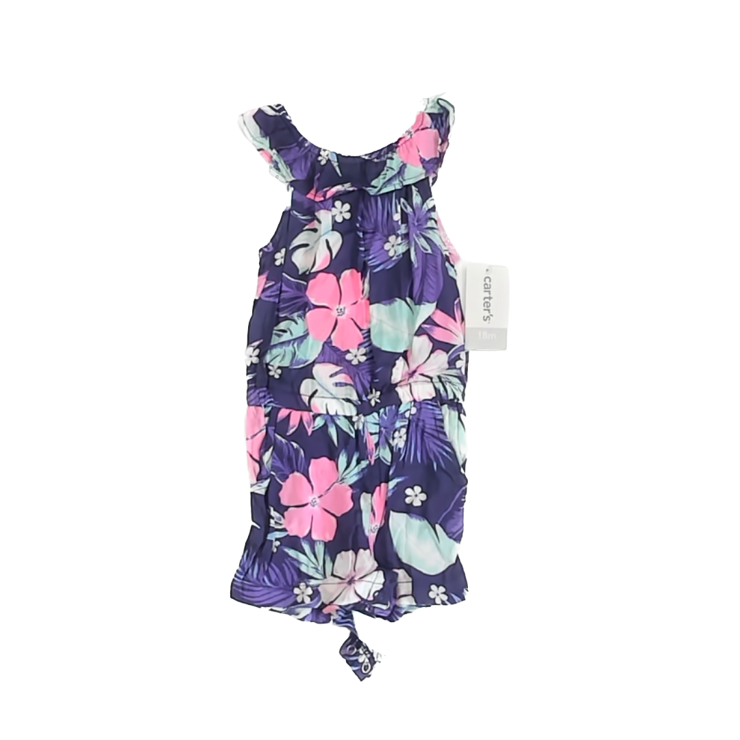 Carter''s Girls Purple Floral Romper Size: 18 Months Purple Floral